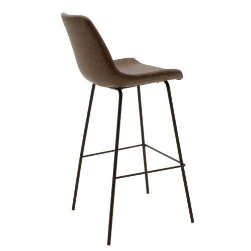 Bar stool Faith antique brown pu-black metal 50x54x104cm