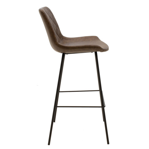 Bar stool Faith antique brown pu-black metal 50x54x104cm