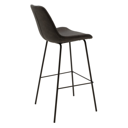 Bar stool Faith antique anthracite pu-black metal 50x54x104cm