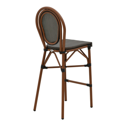 Garden bar stool Dezyan dark brown aluminum-grey textilene 41.5x53.5x116cm