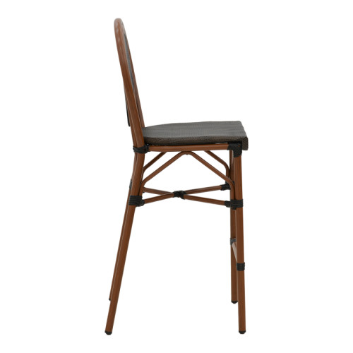 Garden bar stool Dezyan dark brown aluminum-grey textilene 41.5x53.5x116cm