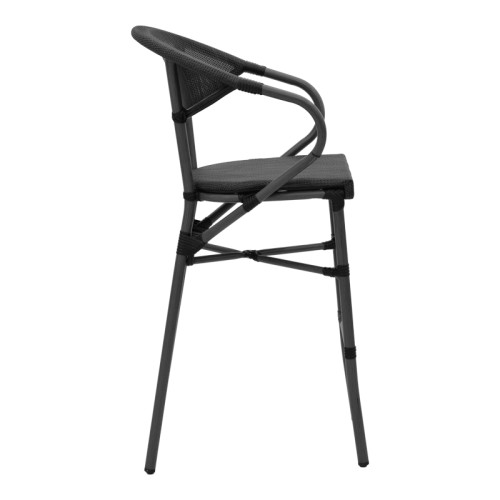 Garden bar stool Efolian  dark brown aluminum-grey  textilene 58x58x113cm