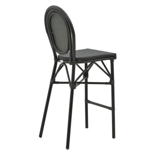 Garden bar stool Dezyan black aluminum-black textilene 41.5x53.5x116cm