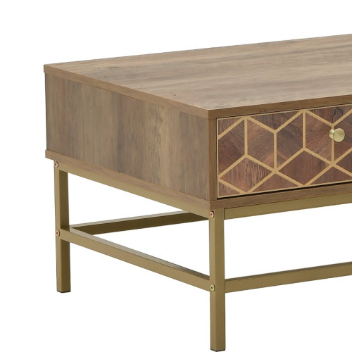 Coffe table Brilo brown-gold wood 101x59x43cm