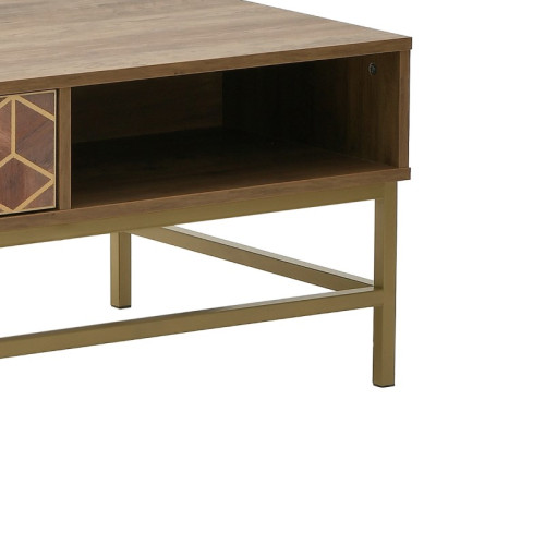 Coffe table Brilo brown-gold wood 101x59x43cm