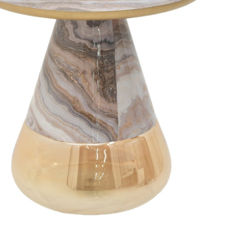 Coffe table Boundar grey-gold metal-glass D50x49cm