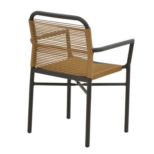 Garden armchair Clutch pakoworld rattan beige-aluminium dark grey 55x56x80cm