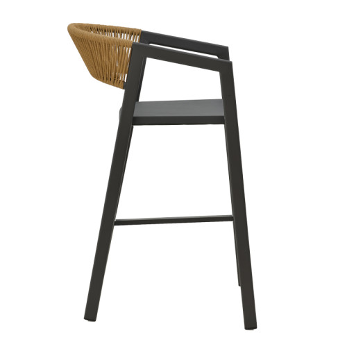 Bar stool Phoenix pakoworld rattan beige-aluminium dark grey