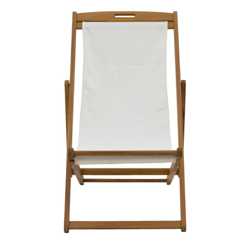 Chaise longue Franclow pakoworld acacia wood natural-cloth pvc white