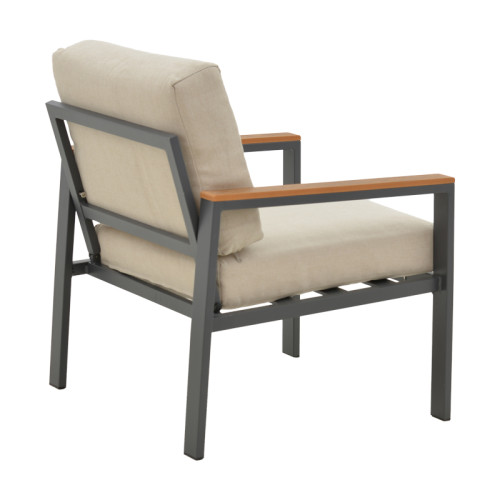 Garden lounge Fashionable pakoworld set 4pcs beige fabric-dark grey aluminium