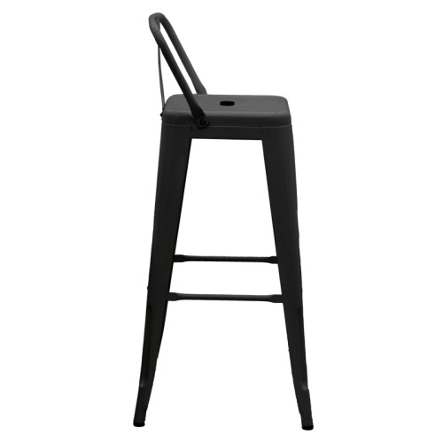 Bar stool with backrest Utopia metal black 42x42x97cm