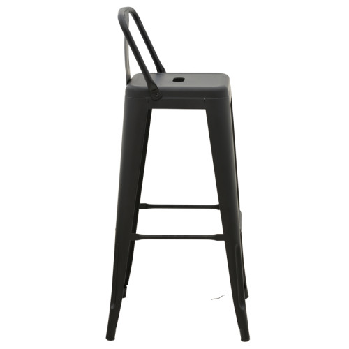 Bar stool with backrest Utopia metal black matte 42x42x97cm