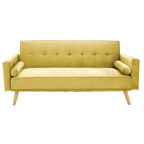 3 seater sofa-bed Success pakoworld yellow velvet 190x80x84 cm
