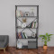 Bookcase Tikilmo pakoworld anthracite-black melamine 88x34x180cm