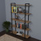 Bookcase Reson pakoworld oak-black melamine 120x34x180cm