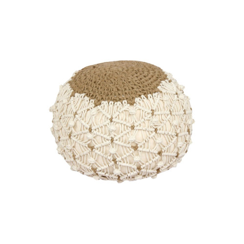 Boha jute stool-pouf in natural and white shade D40x30cm