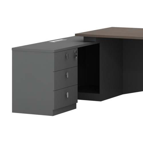Work desk professional left corner Denith charcoal-walnut 220x180x75cm