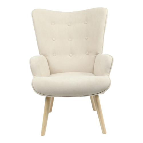 Armchair Fluffy pakoworld beige fabric-natural leg 75x69x96cm