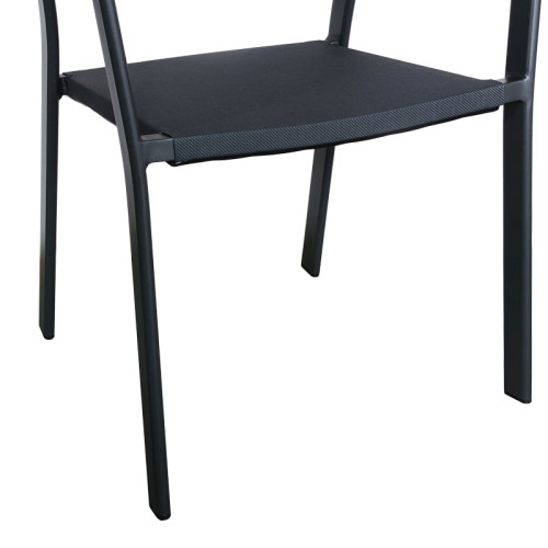 Aluminum armchair Glisten pakoworld stackable anthracite frame-textilene natural rattan 56x62x77cm