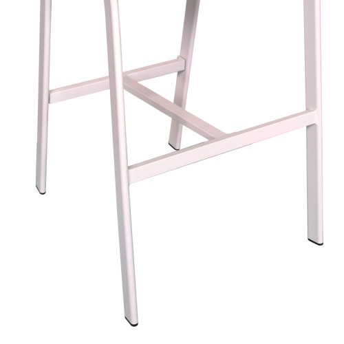 Aluminum bar stool Phoenix pakoworld stackable white frame-textilene natural rattan 53x58x103cm