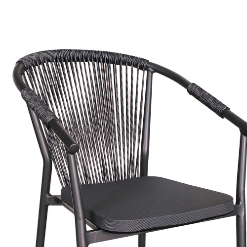 AluminumAluminum armchair Convince pakoworld stackable anthracite frame-textilene-rattan 56x63x82cm