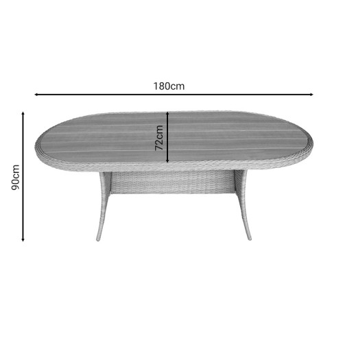 Table Keir pakoworld rattan-aluminum - brown 180x90x72cm