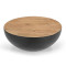 Coffee table Coffelty black metal-solid acacia wood D90x40cm