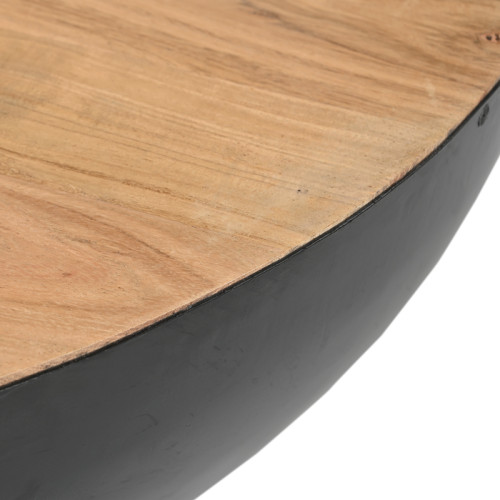 Coffee table Coffelty black metal-solid acacia wood D90x40cm