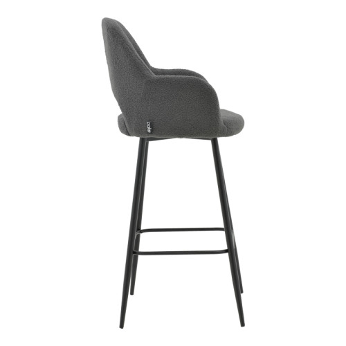 Bar stool Renish bouclé grey-metallic black leg 51x57x114cm