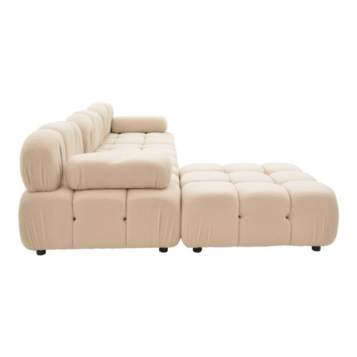 3-seater sofa Hypnotic pakoworld with beige teddy fabric and two pillows 196x98x74cm
