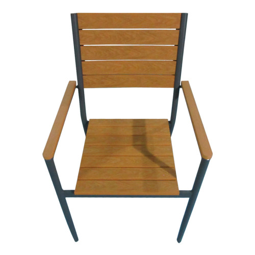Armchair Vitality pakoworld anthracite aluminum - natural plywood 60x56.3x89cm