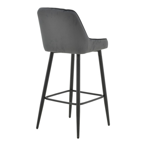 Bar stool Deppy velvet dark grey- black metal 43x54x102cm