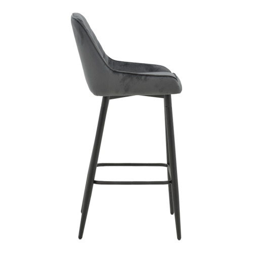 Bar stool Deppy velvet dark grey- black metal 43x54x102cm