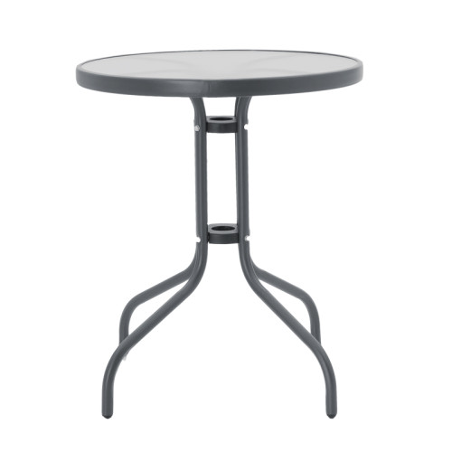 Calan-Watson pakoworld dining table set of 3 gray metal and tempered glass D60x70cm