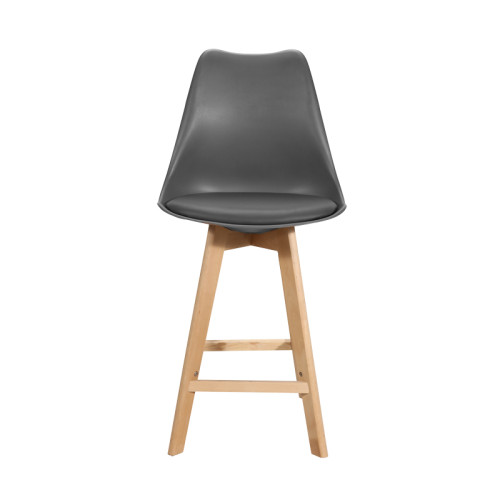 Bar stool Gaston dark grey pp-pu-natural wood leg 56x48.5x104cm