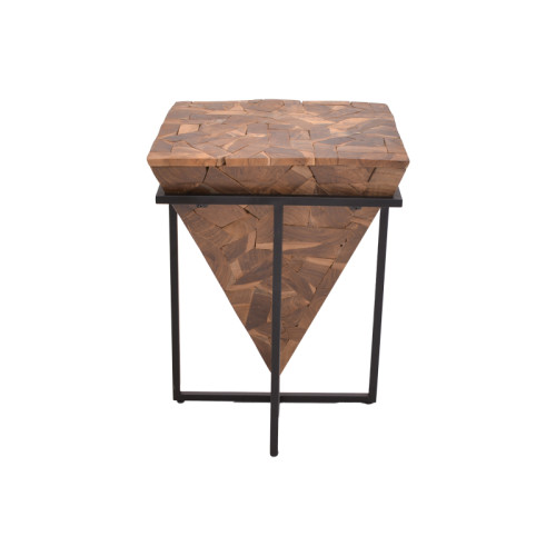 Coffee table Midpy natural wood teak-black metal 40x40x55cm