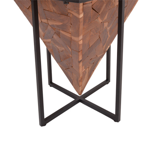 Coffee table Midpy natural wood teak-black metal 40x40x55cm