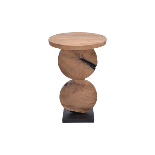 Tiky coffee table natural-black solid teak wood 42x42x46cm