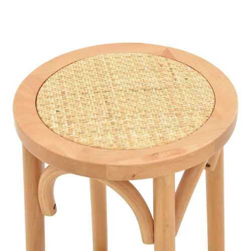 Bar stool Serzo beech wood and rattan in natural color Φ36x71cm