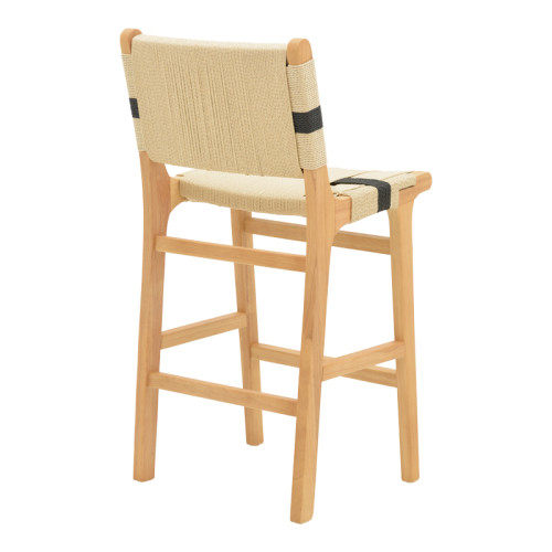 Bar stool Julien natural rubberwood-natural-black rope 45x46x95cm