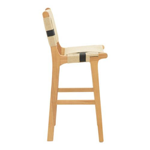 Bar stool Julien natural rubberwood-natural-black rope 45x46x95cm