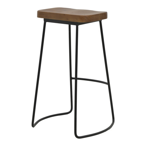 Bar stool Lamul elm wood in walnut-black shade and metal 48x42x71cm