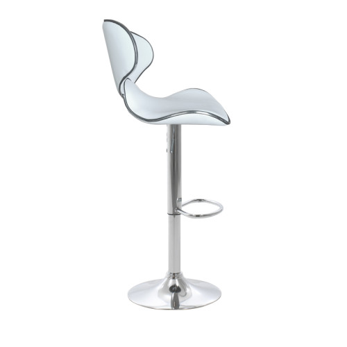 Bar stool Butterfly height adjustable white pu-chrome base 47x47x100cm