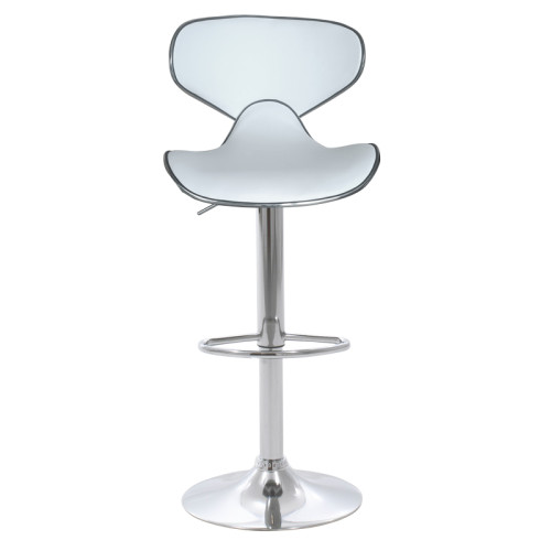 Bar stool Butterfly height adjustable white pu-chrome base 47x47x100cm