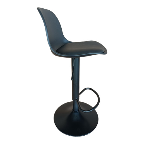 Bar stool Louser height adjustable black pp with cushion-black metal base 44x46x114cm