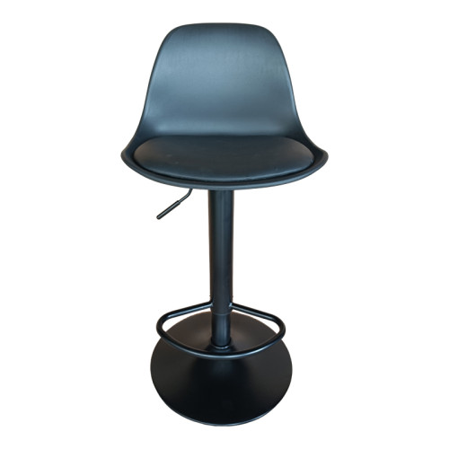 Bar stool Louser height adjustable black pp with cushion-black metal base 44x46x114cm