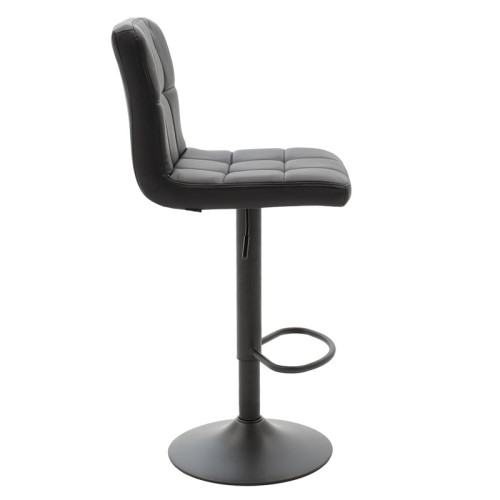 Bar stool Remina height adjustable black pu-black metal base 44x44x112cm