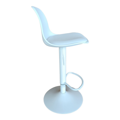 Bar stool Louser height adjustable white pp with cushion-white metal base 44x46x114cm