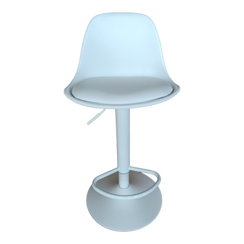 Bar stool Louser height adjustable white pp with cushion-white metal base 44x46x114cm