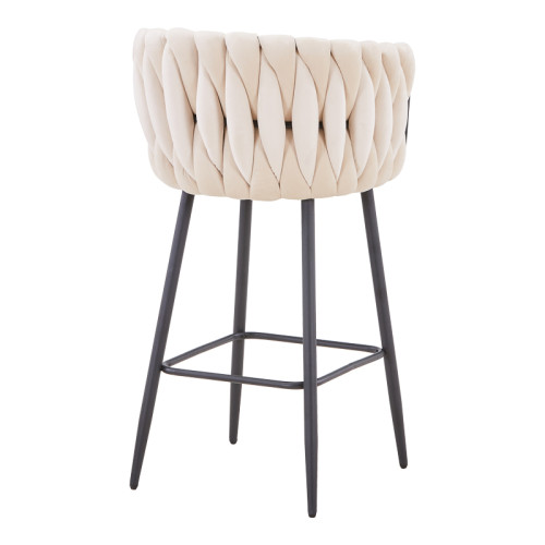 Vivian bar stool beige velvet-leg black metal 57x50x100cm